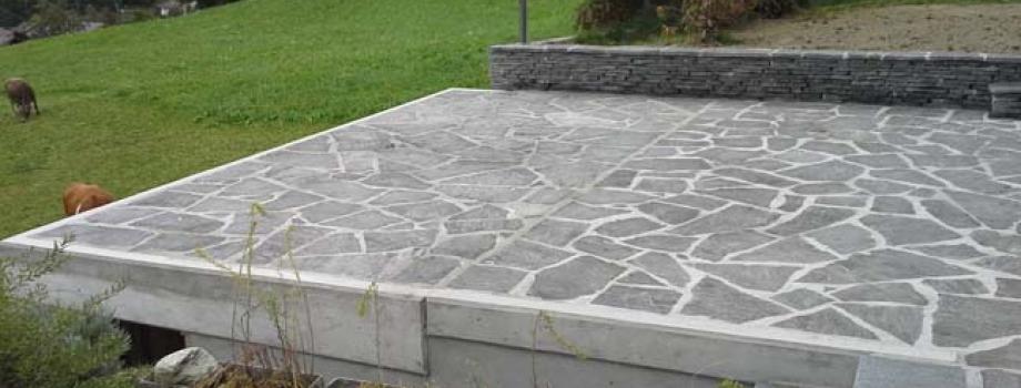 Umbau Tankraum, Terrasse und Treppe in Naturstein