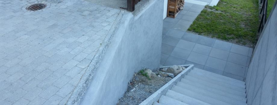 Sanierung Betonwand und Treppe